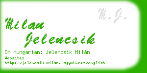 milan jelencsik business card